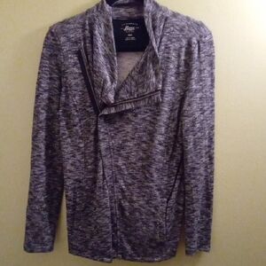 Mens S Bass Gray Zip Up Sweater with Asymmetrical Collar Medium-weight